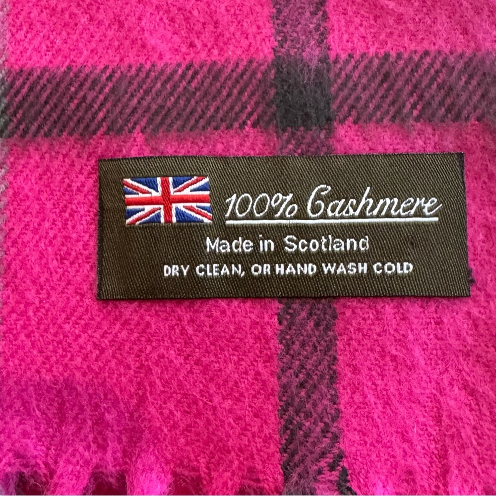 Scotland Cashmere Pink Plaid Scarf - Picture 2 of 4